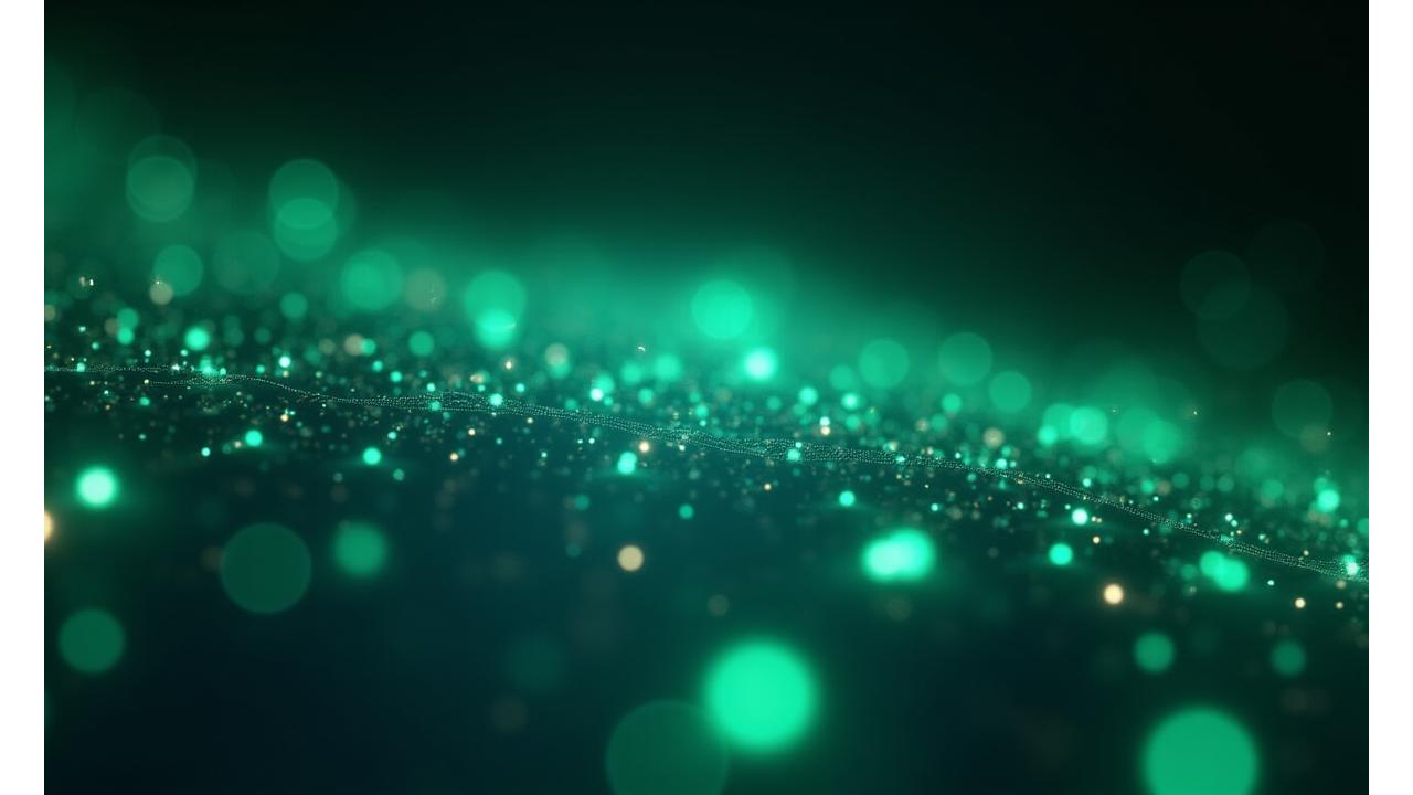 Visione futuristica di un ambiente medico-tecnologico, con schermi olografici e persone che interagiscono con la tecnologia per la salute, dominato da toni di verde e blu dal brand.