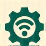 Icona di un ingranaggio con il simbolo WiFi, indicante supporto tecnico per app e dispositivi.