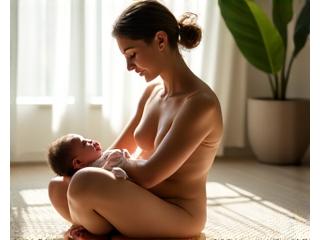 Mamma felice che tiene in braccio il suo bambino