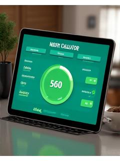 Icona di un calcolatore con grafici di calorie