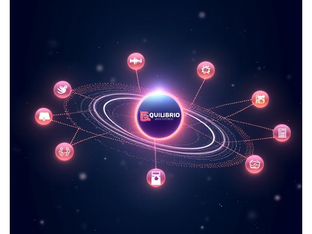 Interfaccia che mostra icone di diverse app e dispositivi fitness e salute connessi con Equilibrio Vita