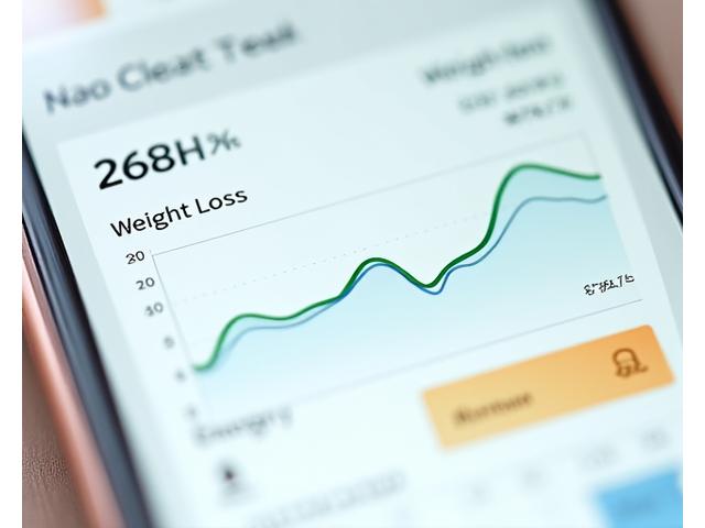 Dashboard di un'applicazione mobile con grafici dei progressi di peso e energia